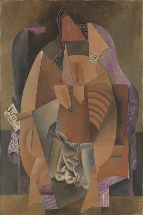 Pablo Picasso. Woman in a Chemise in an Armchair, Paris, late 1913–early 1914. Oil on canvas, 59 x 39 1/8 in (149.9 x 99.4 cm). Promised Gift from the Leonard A. Lauder Cubist Collection. © 2014 Estate of Pablo Picasso/Artists Rights Society (ARS), New York.